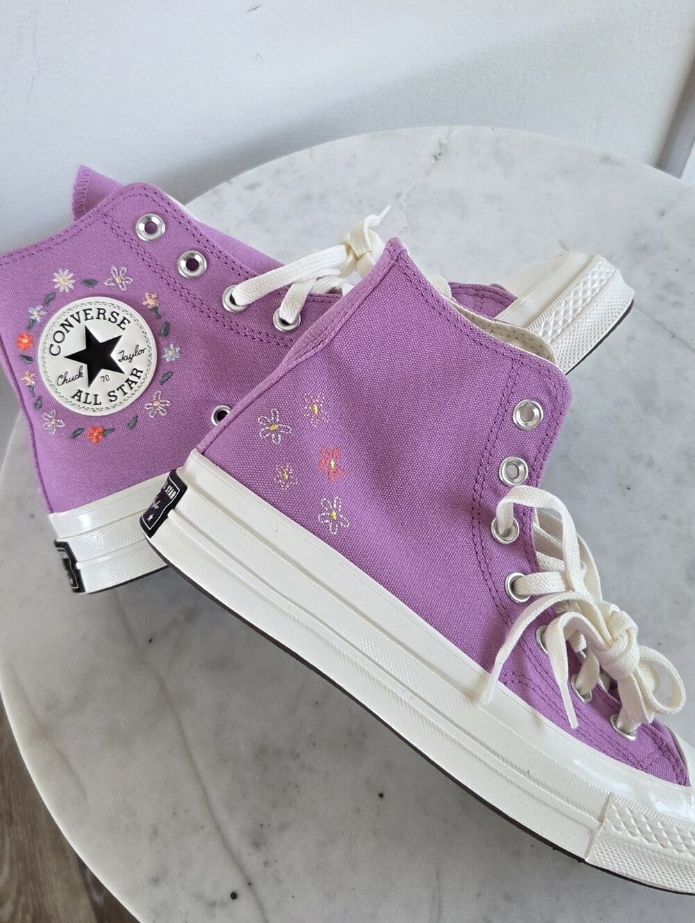 Converse Allstar Chuck Taylor 70 Hi Top Sneakers Grape Fizz Little Flowers NWT - Picture 11 of 16
